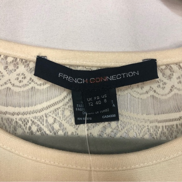 French Connection Women’s Dress Back Lace Inset Cap Sleeve Cream Color - Picture 8 of 10